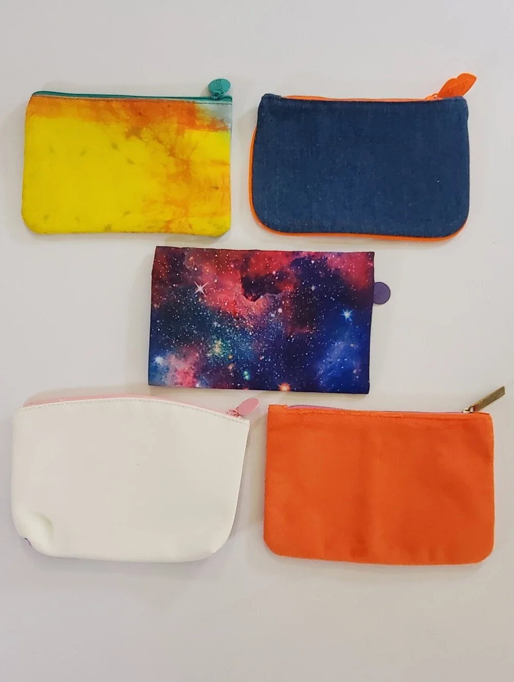 IPSY Bags Set of 5 Assorted Cosmetic Bags Tie-dye Denim Cosmic Princess